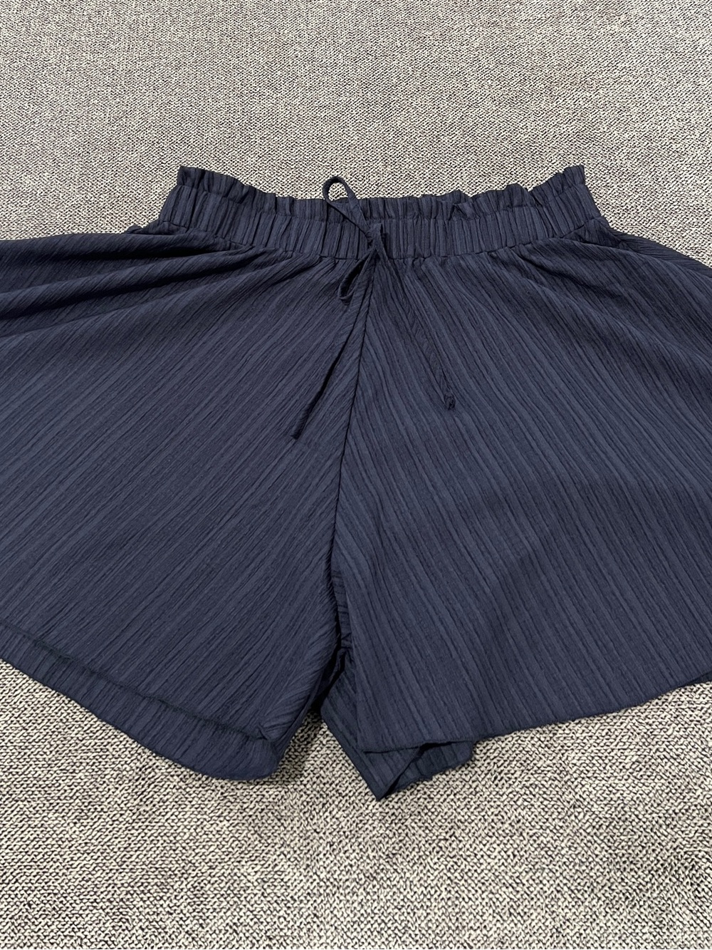 Women's Navy Pleated Elastic Shorts